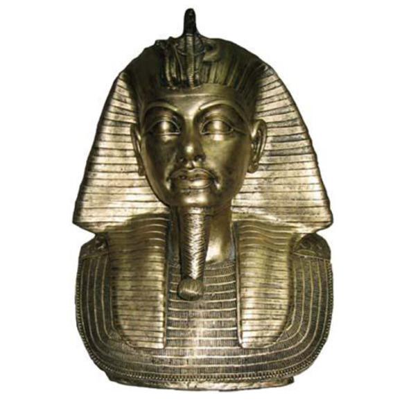 Ancient egyptian decorative sculpture designed as a golden colored pharaoh bust 55cm