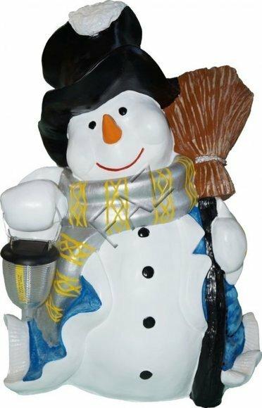 Lighting decor figure designed as a snowman with lamp & broom 60x40cm