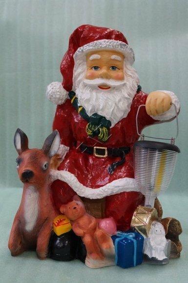 Christmas lighting decorative sculpture designed as santa claus with presents & lamp 41x30x25cm