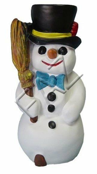 Christmas decorative sculpture designed as white snowman with a broom 45cm