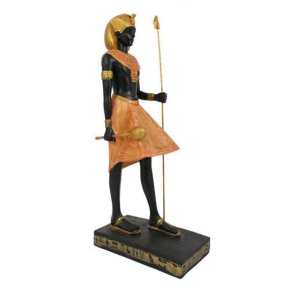 Ancient egyptian decorative black golden sculpture of guard woman 130cm