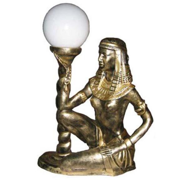 Lighting decorative ancient egyptian sculpture designed as golden nefertiti with a lamp 45cm