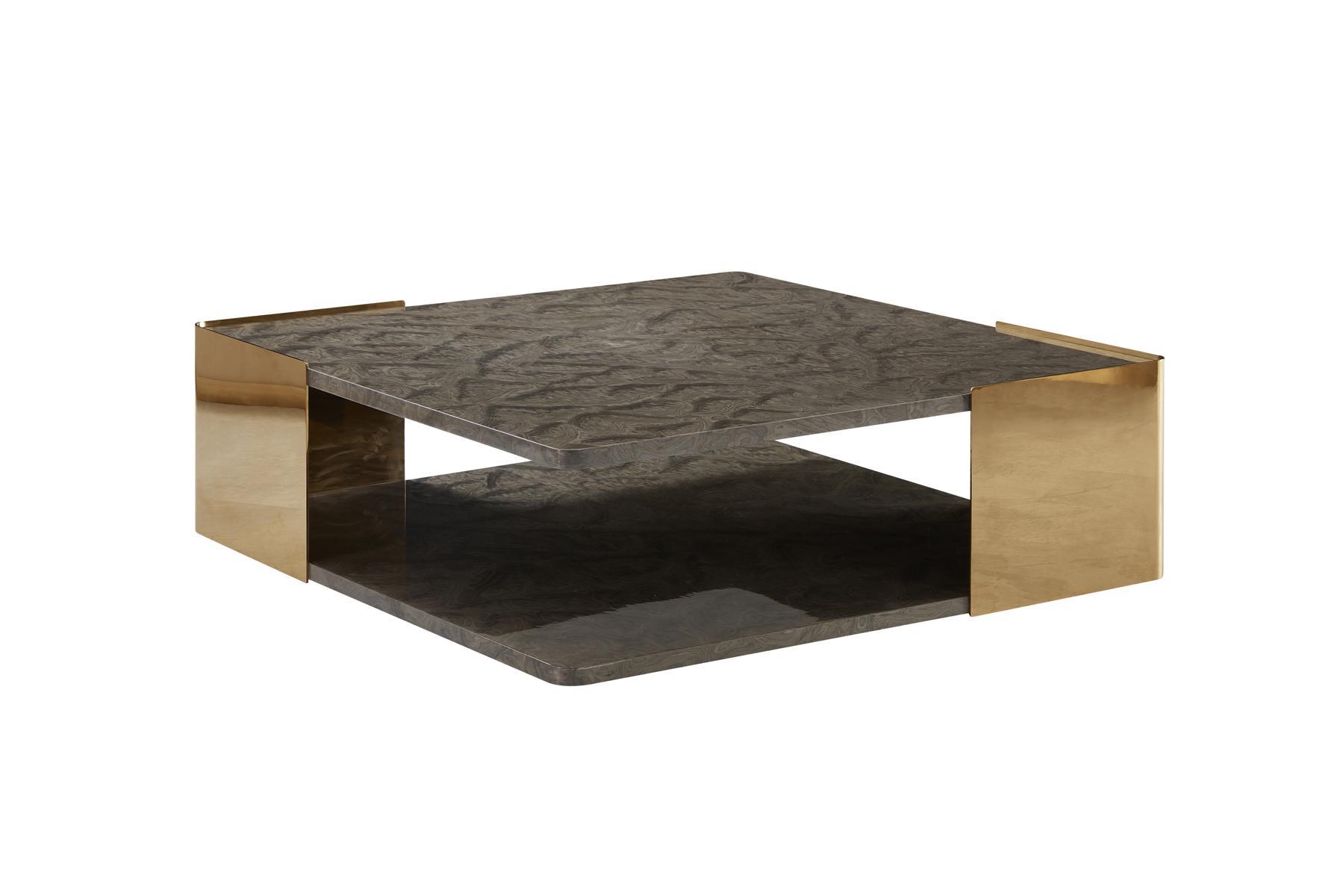 Coffee Table Dark Grey Marble Living Room Stainless Steel New Modern Design Furniture Luxury