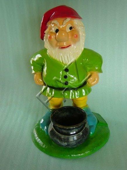 Decor figure designed as a colorful angry dwarf with a round bowl 46cm