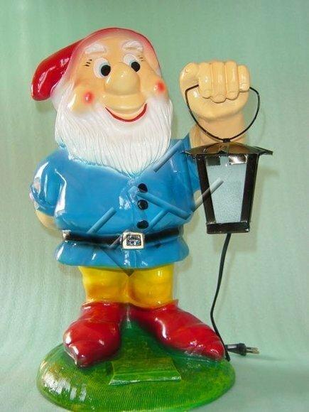 Lighting decor figure designed as a colorful dwarf holding a lamp 50cm