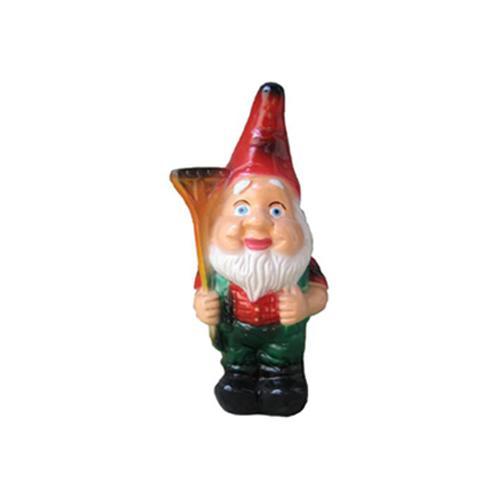 Colorful decorative sculpture designed as an original colored dwarf with a rake 28cm K3