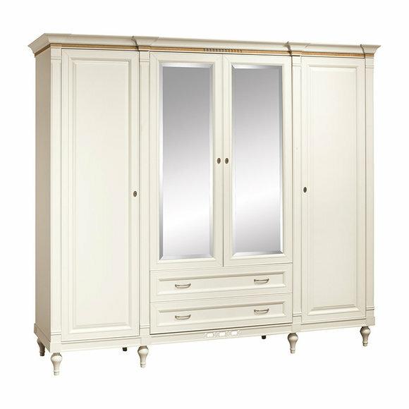 Classic wooden wardrobe with mirrors, sliding drawers & swing doors model - FL-D4