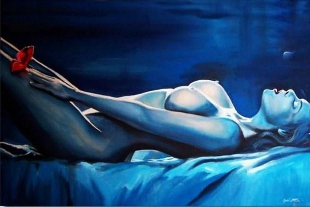 OIL PAINTING Nude in oil erotic oil painting on canvas real handicraft 60x90cm - G03044