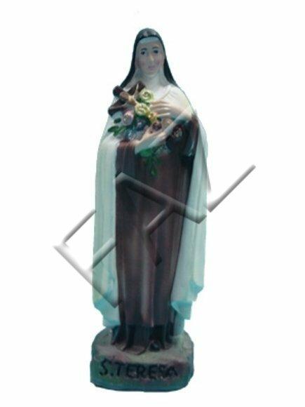 Decor figure designed as holy mary holding cross & flowers 31cm