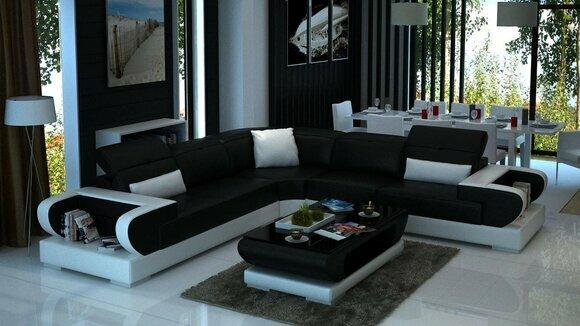 Designer sofa couch corner sofa luxury upholstered suite living area L-shape LED