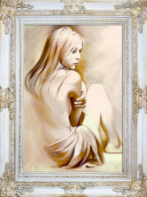 ACT IN OIL EROTIC OIL PICTURE WOOD FRAME 78x98cm - G16658
