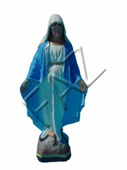 Decorative colorful sculpture designed as standing holy mary in white blue dress 30cm