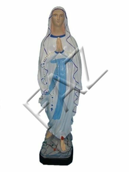 Decorative sculpture designed as colorful praying standing holy mary 62cm