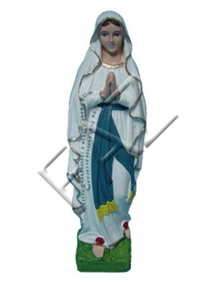 White blue dressed decorative sculpture designed as praying holy mary 30cm