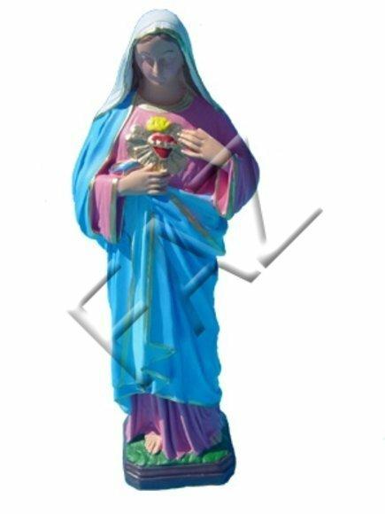 Decorative sculpture designed as blue pink dressed holy mary 39cm