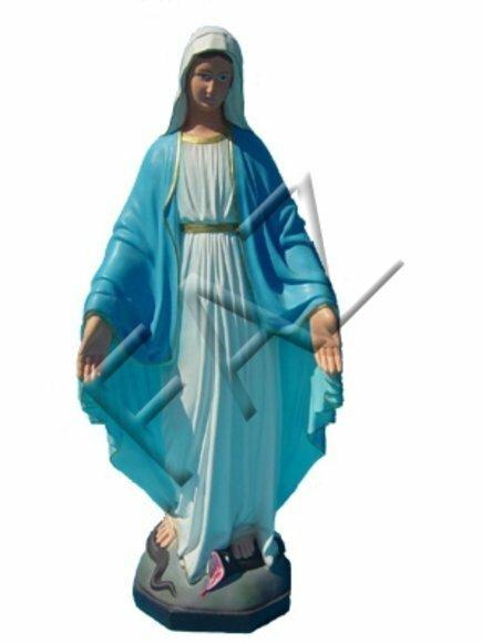 Decorative holy sculpture designed as standing mary in white blue dress 60cm