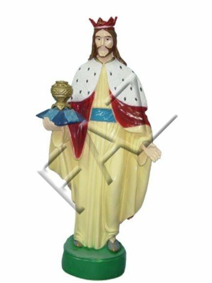 Decorative holy figure designed as gloss colorful jesus with a vessel 93cm