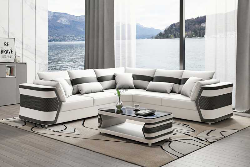 White corner set luxury leather sofa corner sofa couch sofa living room modern