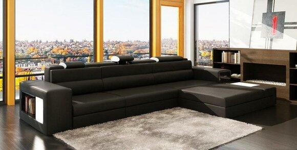 Living area designer sofa couch L shape leather sofas corner set New Haid -B