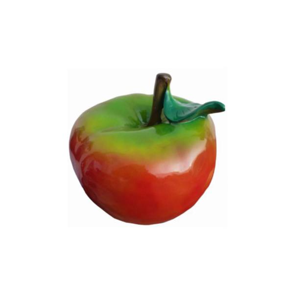 Decorative sculpture designed as an original red green colored apple 48cm