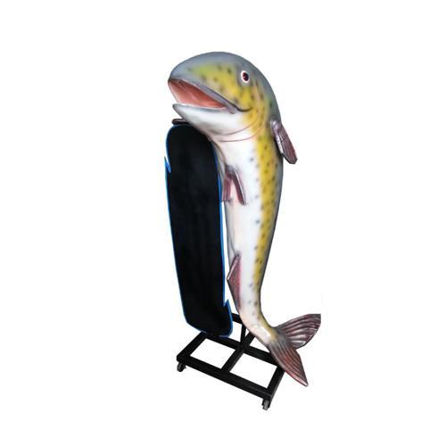 Gastronomy decorative sculpture of fish with a surfboard figure 185cm height