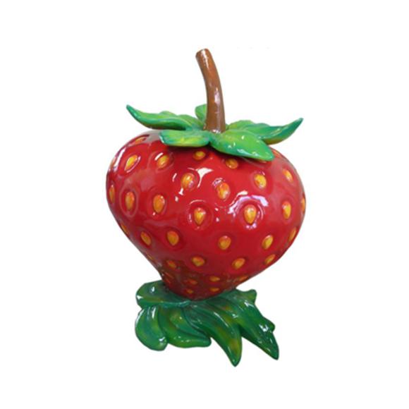 XXL decorative figure designed as an original colored red gloss strawberry 140cm