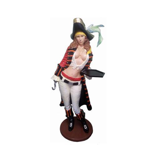 Decorative commercial sculpture designed as pirate lady with a tray figure 189cm height