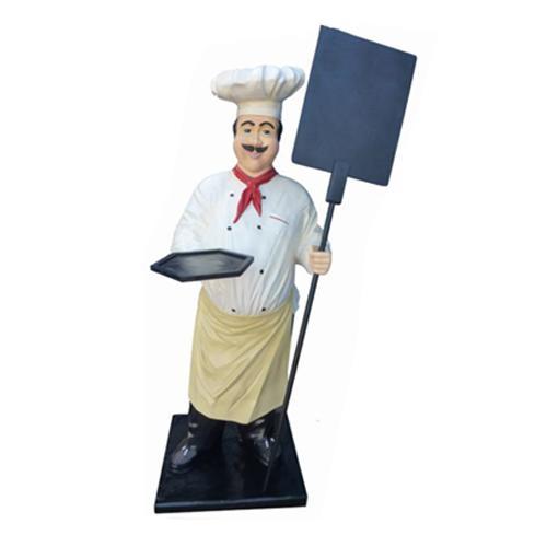 Decorative sculpture designed as chef figure with desk 180cm height