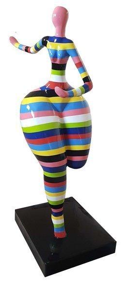 Abstract gloss decorative sculpture designed as gymnastic figure in colorful stripes 130cm A162A