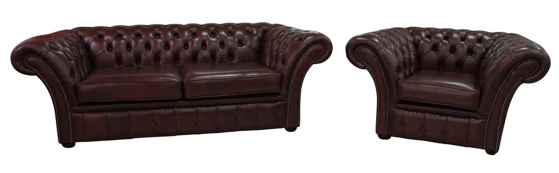 Chesterfield Sofa Set 2+1 Seaters Dark Brown Faux Leather Shiny Upholstery With Cushions Comfortable Couch