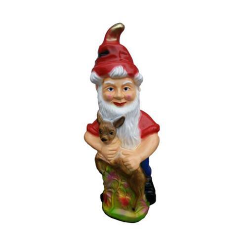 Decorative sculpture designed as an original colored dwarf with a fawn 72cm K10