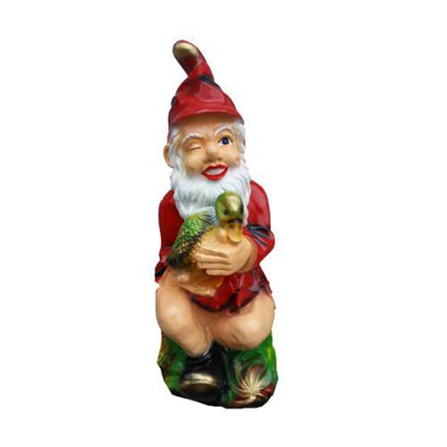 Garden decorative sculpture designed as a dwarf with duck 77cm K11