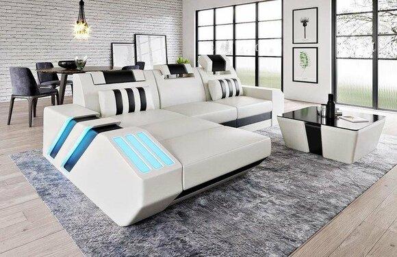 Living area leather sofa couch upholstered corner sofa sofa big XXL couch set New VOMP 5