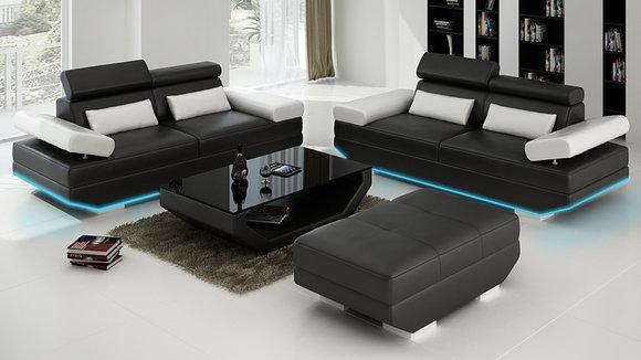 Leather sofa sofa couch living area 3 + 3 set design modern sofa K5009E