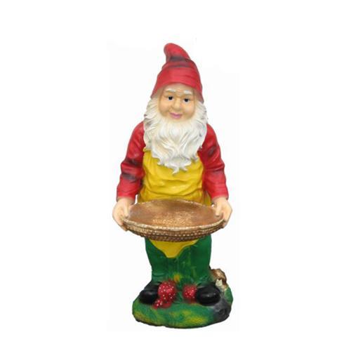 Decorative garden sculpture designed as dwarf with a bowl figure 80cm height