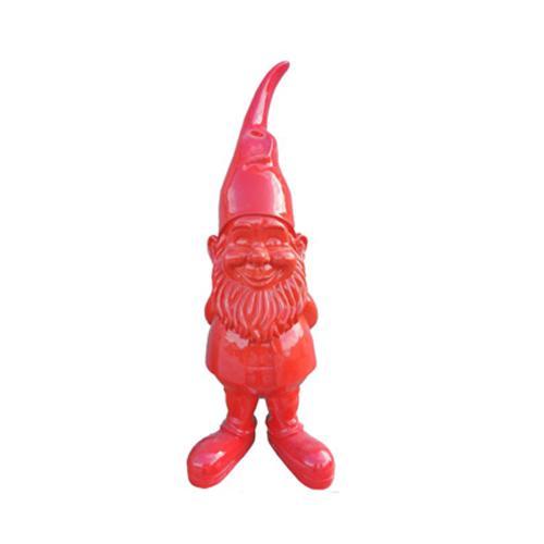 Garden decorative sculpture designed as full red colored dwarf figure 90cm height