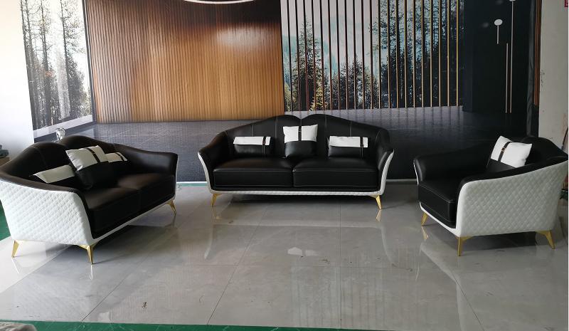 Black Sofa Set 3+2+1 Set Living Landscape Sofa Couch Set Leather Sofa New