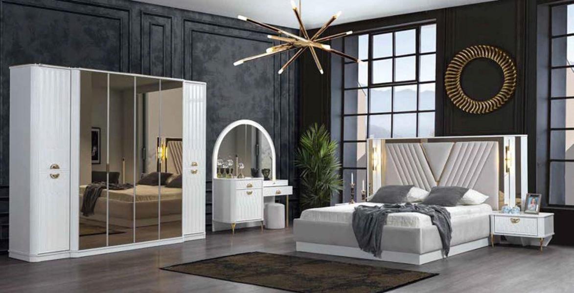 Bedroom set bed nightstand dresser mirror closet 5pcs.