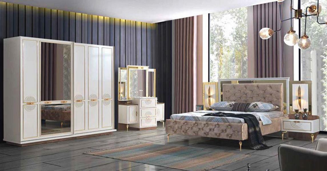 Bedroom set 5pcs luxury bed 2x nightstand closet dresser