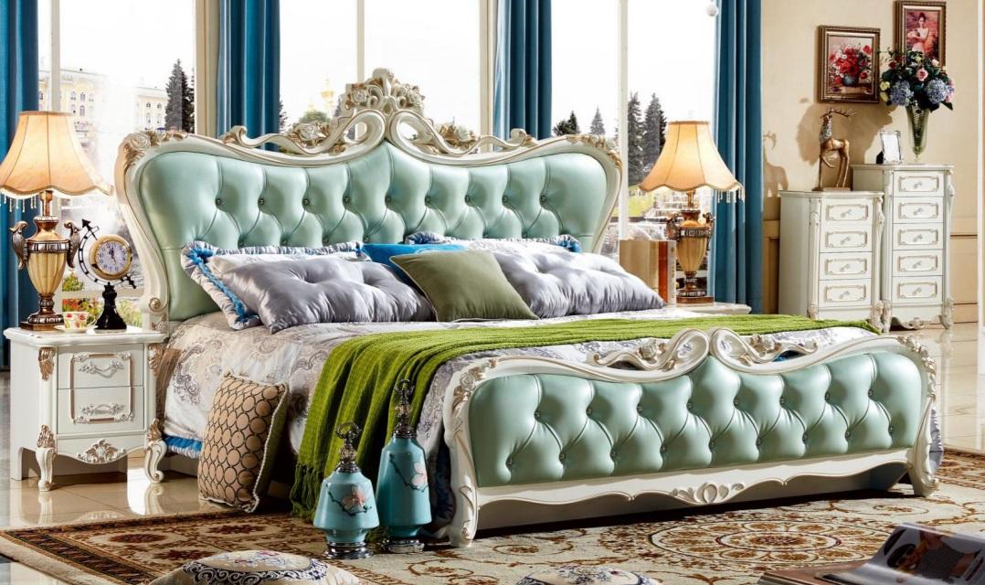 Green Chesterfield Bed Bedroom Beds with 2 Bedside Tables 3pcs