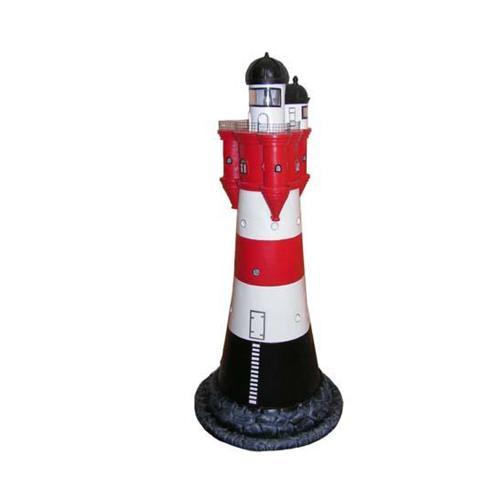 Decorative sculpture designed as white/black/red colored lighthouse figure 179 cm height