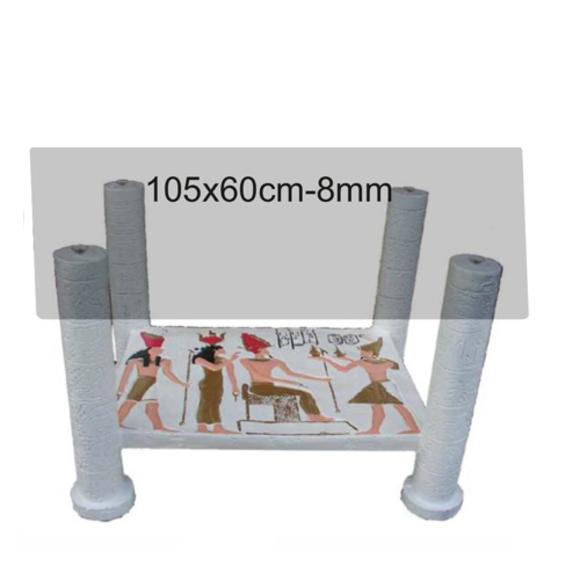 Glass rectangular coffee table with ancient egyptian decorative picture 43cm