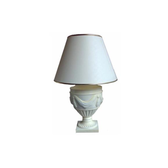 Decorative white colored table lamp designed as antique roman style 44cm