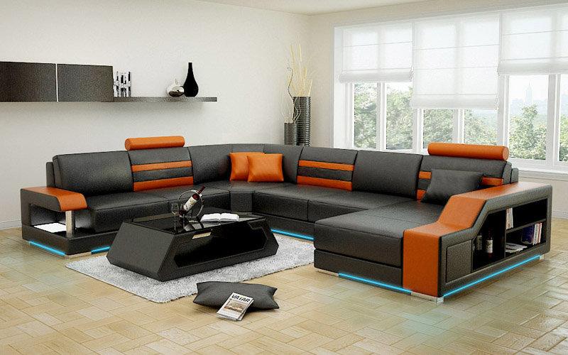 Leather Sofa Couch Living Area Corner Sofa Corner Set Design Modern New Sofa L6016