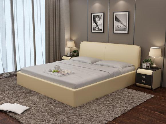 Modern style designer marriage double bed made of real wooden frame leather upholstered model LB8836