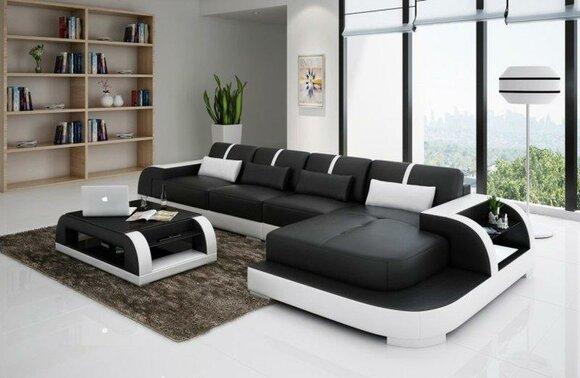 Leather L-shape living area Couch Big XXL sofa upholstered corner set Luby S/W