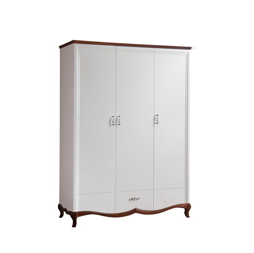 Wooden classic wardrobe with 3 swing doors in art nouveau style italian furniture milano collection MIT-3D