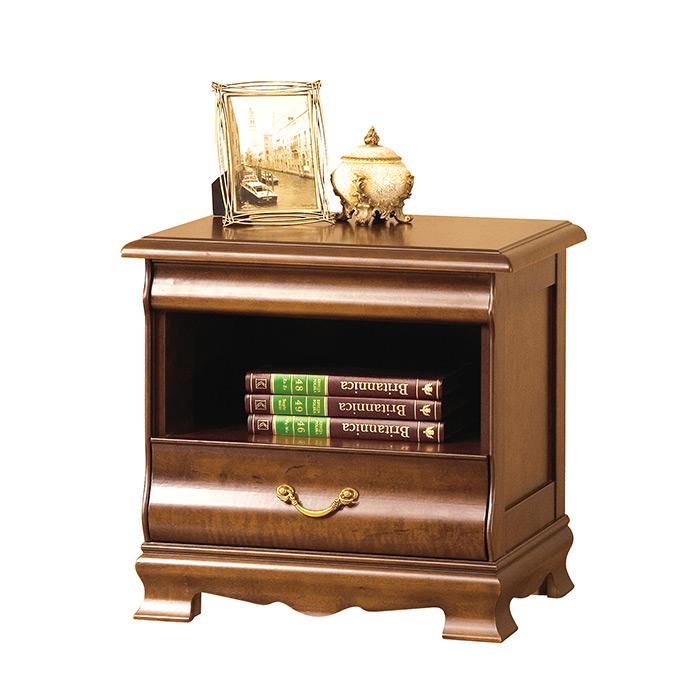 Classic wooden bedside table with a shelf & a sliding drawer - model - N-SzN