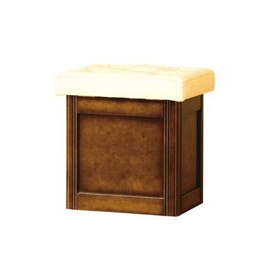 Classic wooden retro rustic foot stool with leather seat - Model N1sz