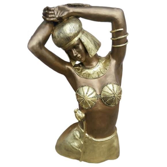 Ancient egyptian decorative full golden colored dancer figure bust 75cm